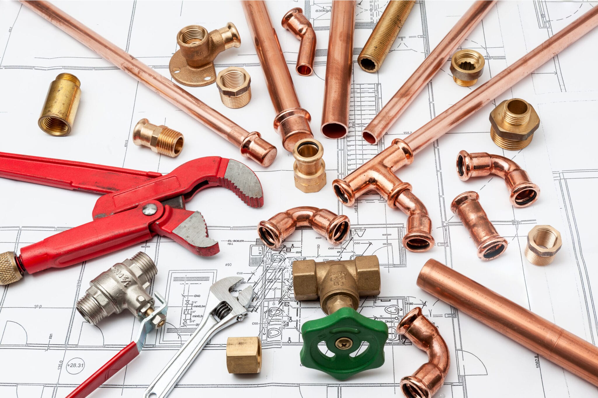 Copper pipe fittings and plumbing parts for Sebastian, Florida repairs