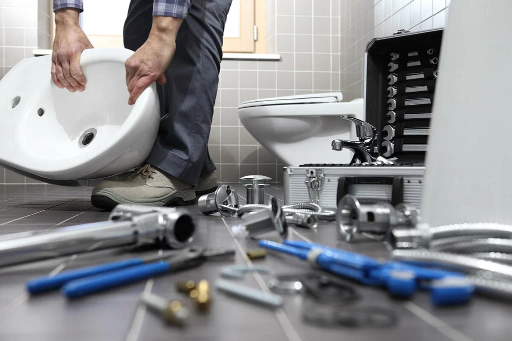 Plumbing tools prepared for a bathroom repair in Sebastian